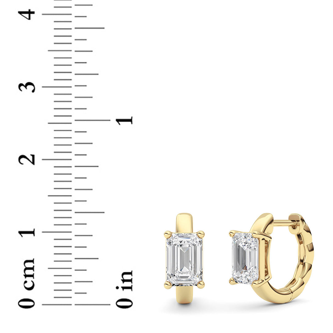 2CTW Emerald Lab-Grown Diamond Prong Huggie Earrings 2 Stones