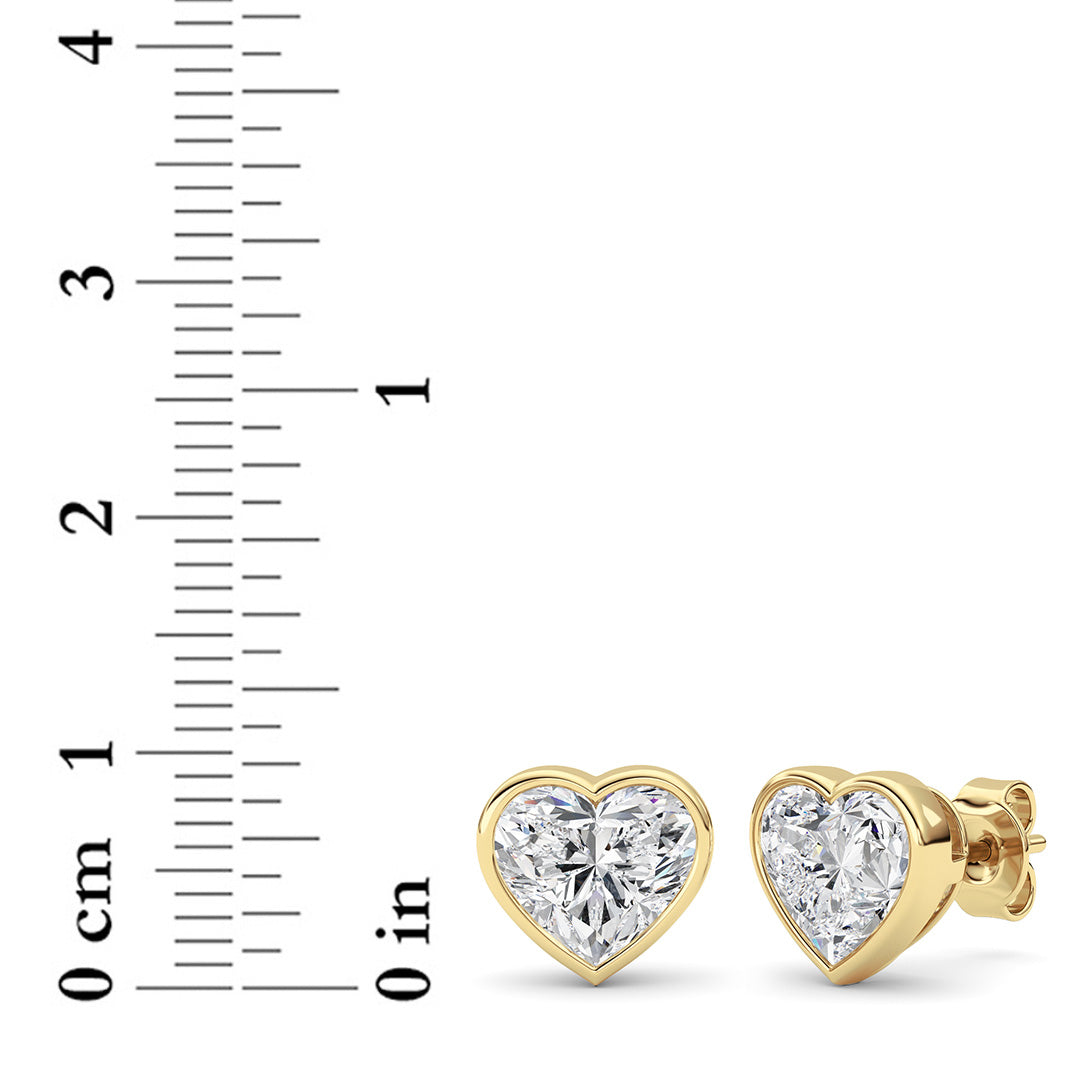 4CTW Heart Lab-Grown Diamond Bezel Set Stud Earrings 2 Stones
