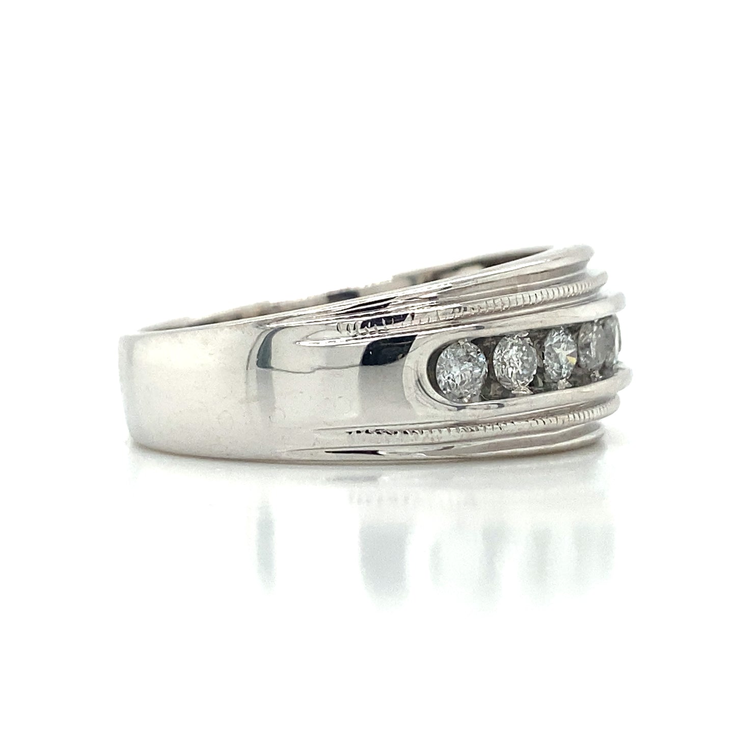 Channel Set Wedding Ring in 10K White Gold