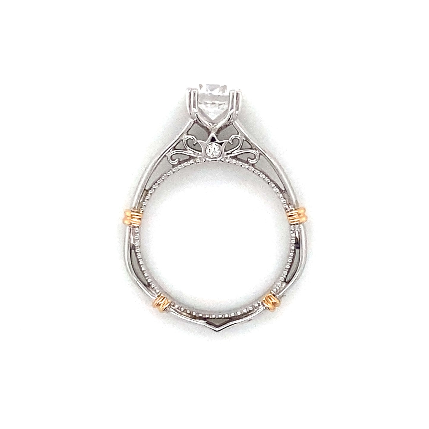 Verragio Solitaire Milgrain Engagement Ring in 18K White & Rose Gold