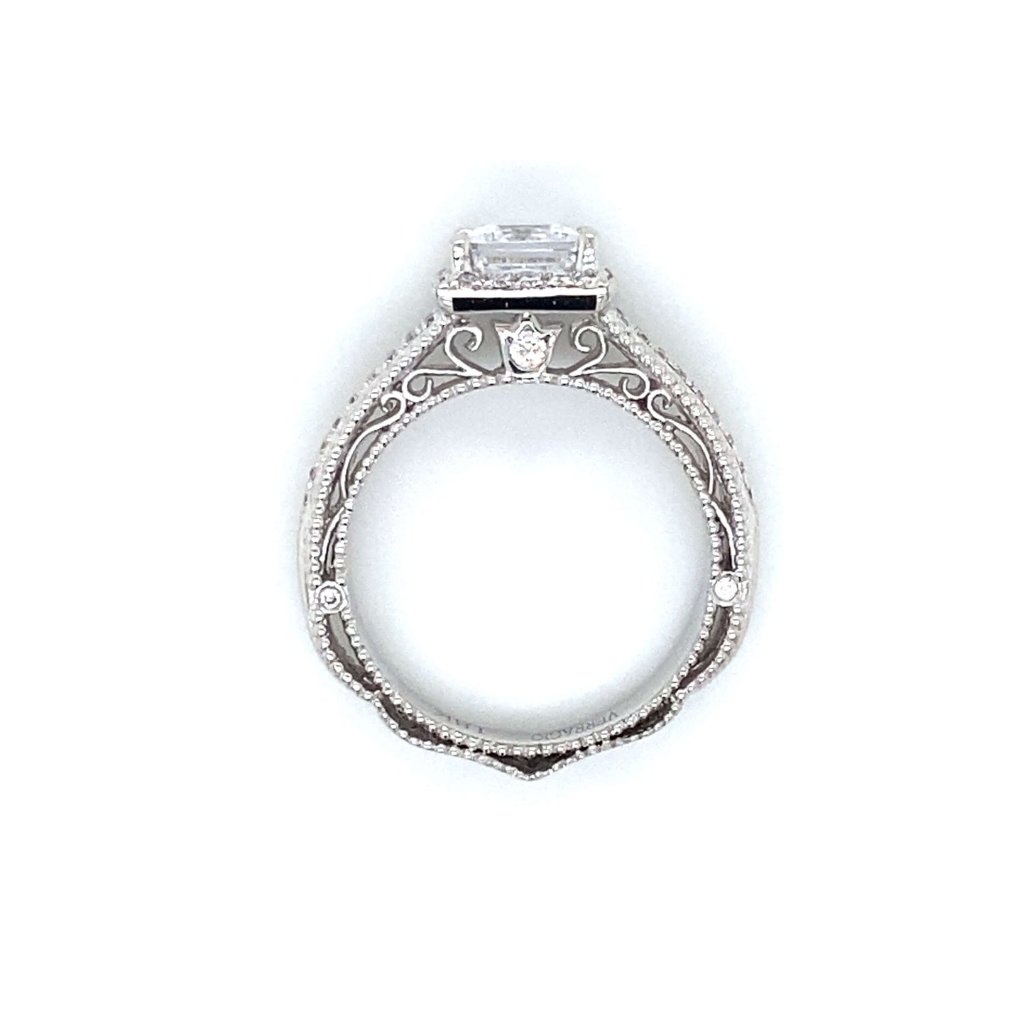Verragio Square Halo Split Shank Engagement Ring in 18K White Gold