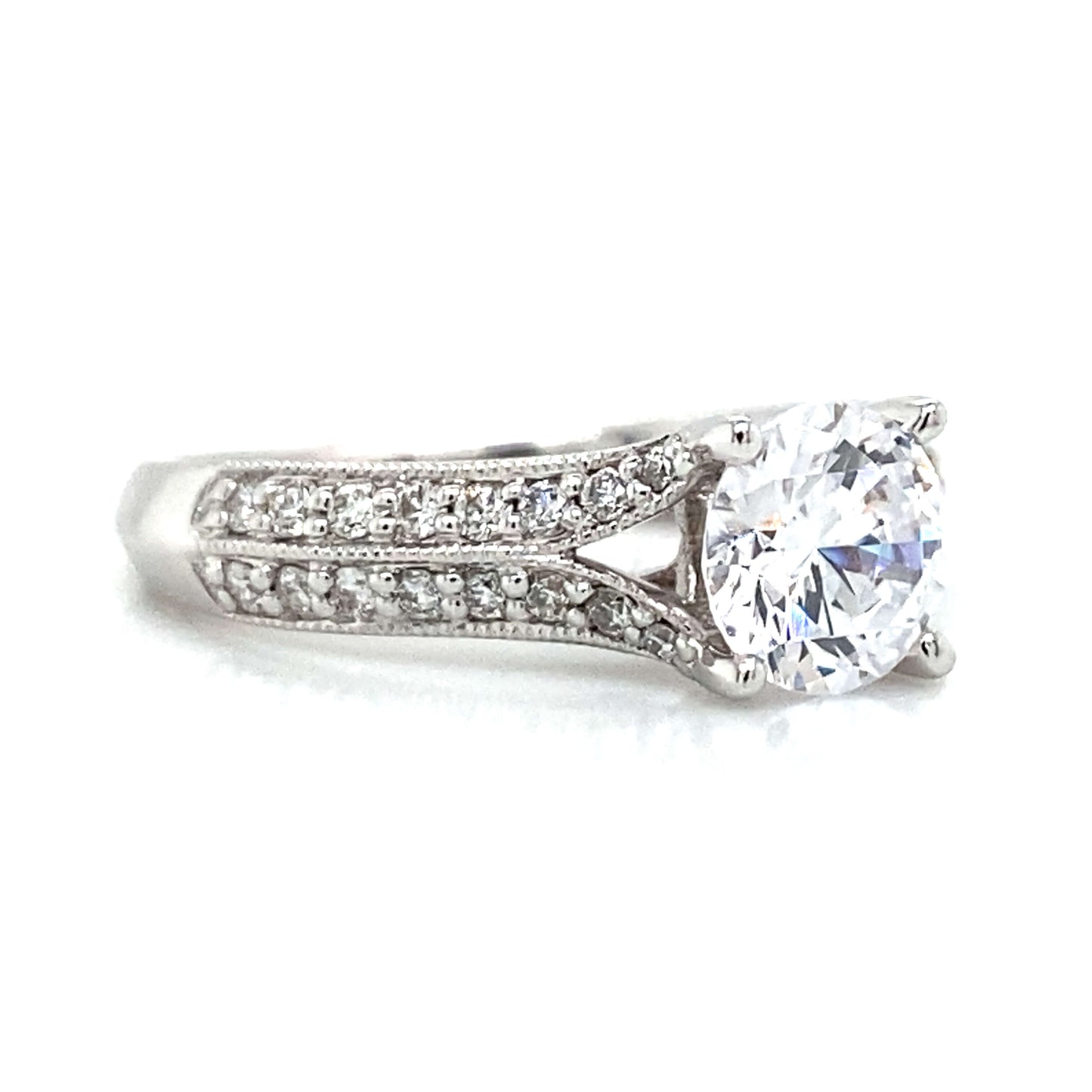 Ritani Pave Split Shank Engagement Ring in 14K White Gold
