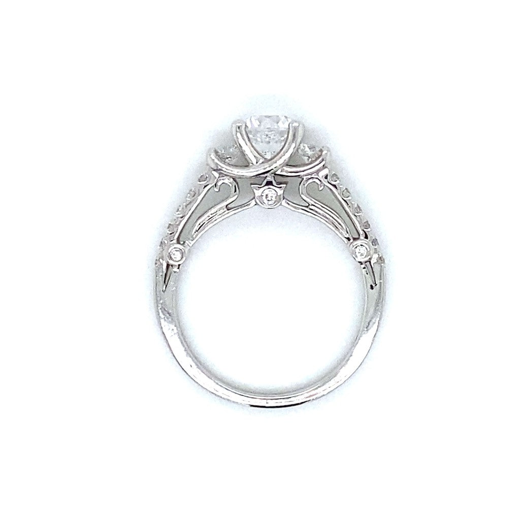 Verragio Three Stone Round & Pave Set Engagement Ring in 18K White Gold