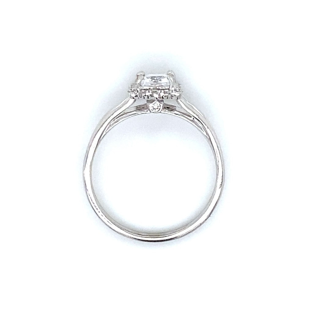 Verragio Square Halo Pave Engagement Ring in 18K White Gold