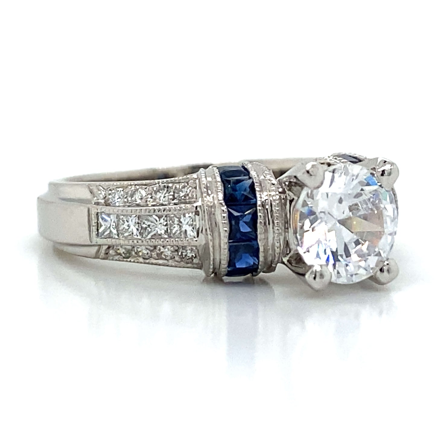 Tacori Sapphire & Diamond Pave Engagement Ring in Platinum