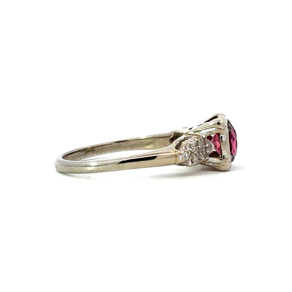 PinkTourmaline & Diamond Ring in 14k White Gold