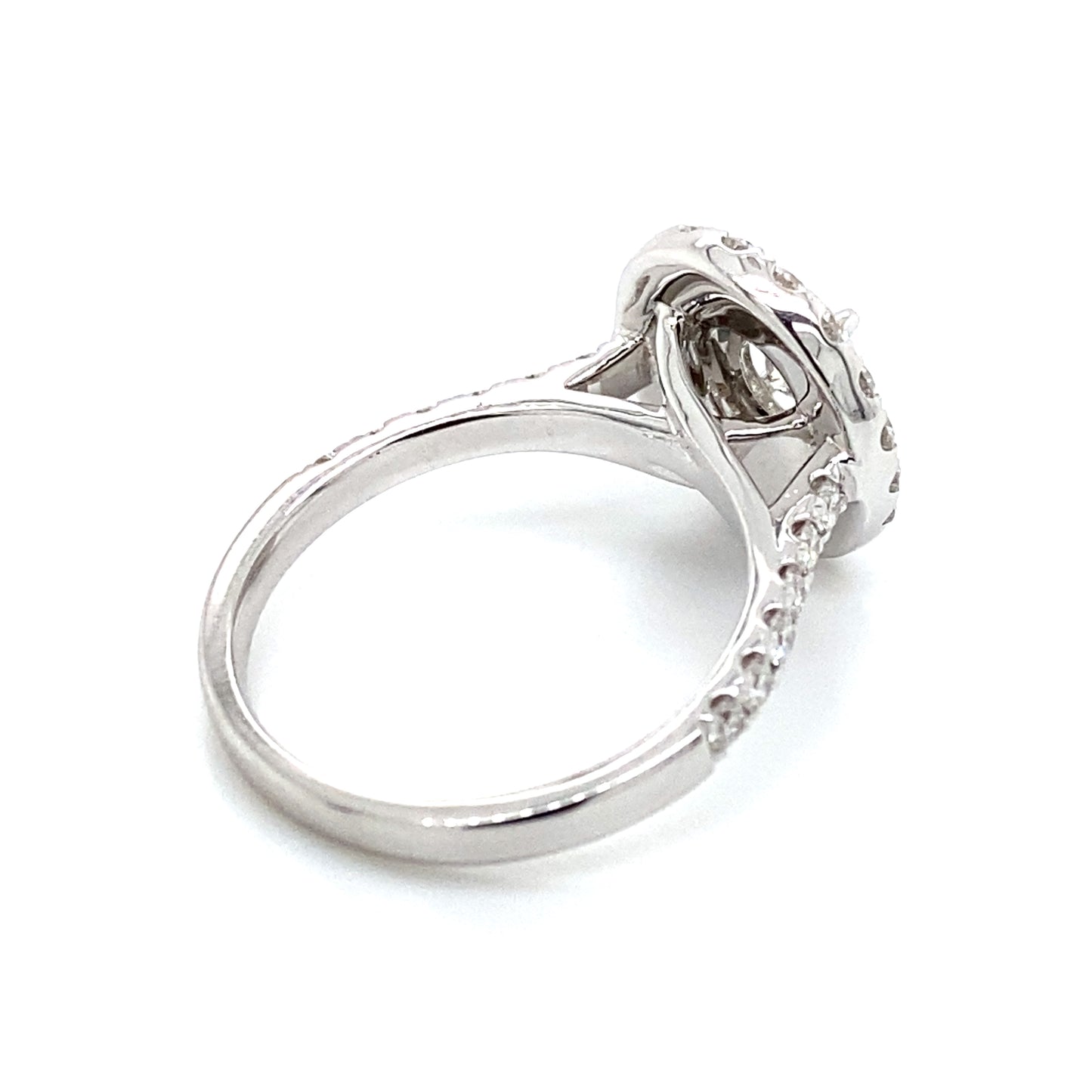 Double Halo Pave Engagement Ring in 18K White Gold