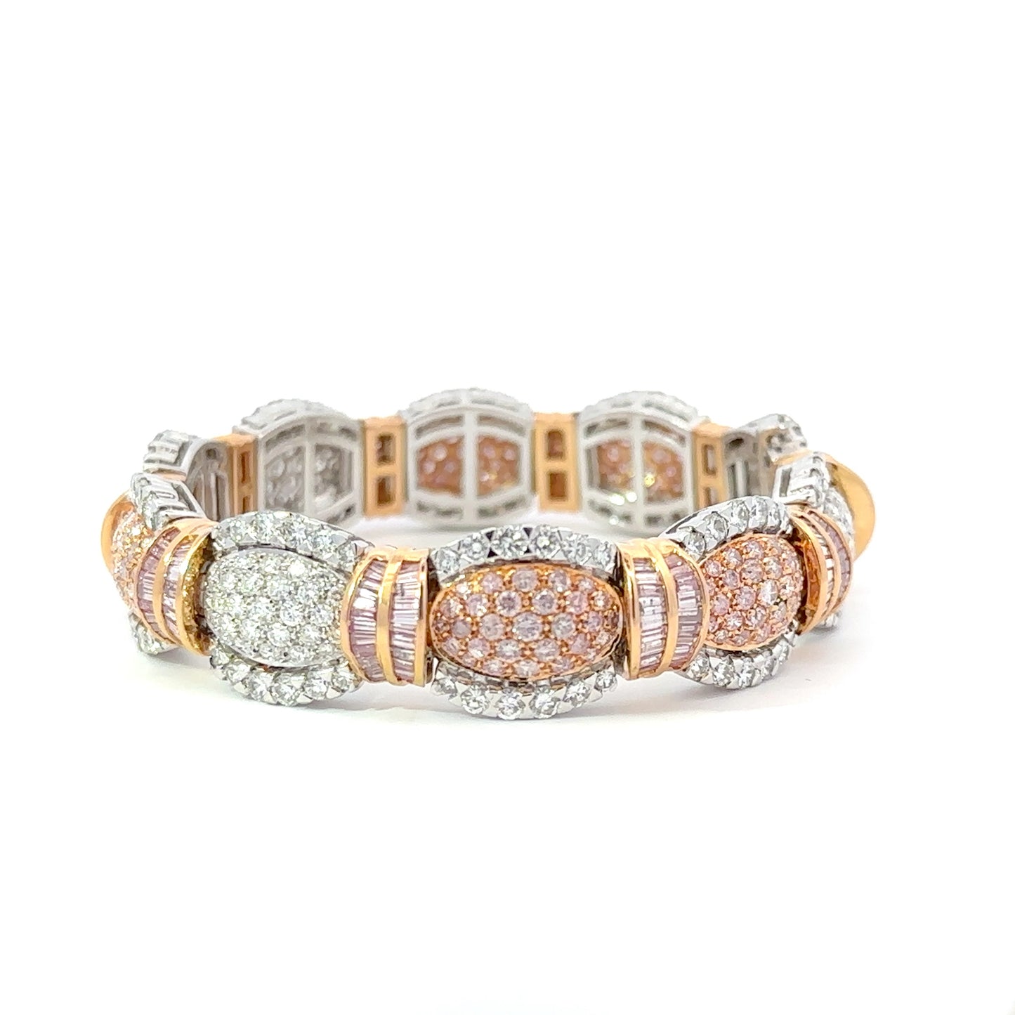 Natural Fancy Diamond Bracelet in 18k White & Rose