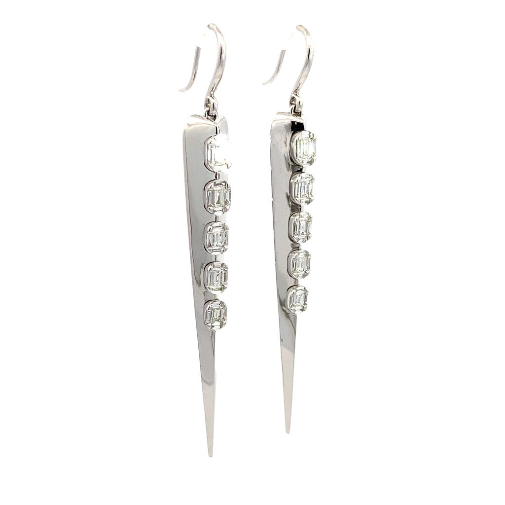 DANGLE ICICLE DIAMOND EARRINGS IN 18K White Gold