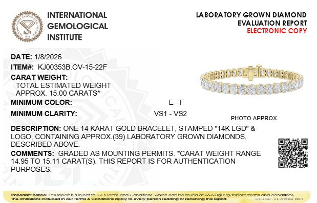 15CTW Oval Lab-Grown Diamond Prong East West Line Bracelet 39 Stones