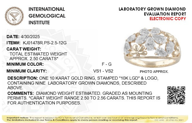 2.5CTW Pear Lab-Grown Diamond Prong Fashion Ring 9 Stones