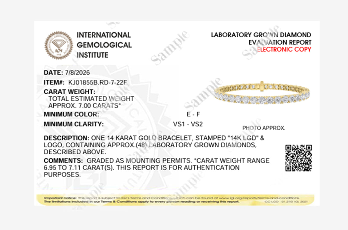 7CTW Round Lab-Grown Diamond Prong Tennis Bracelet 48 Stones