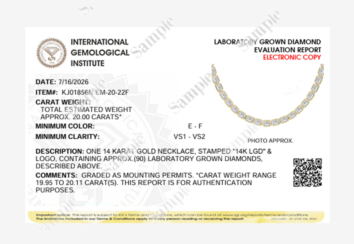 20CTW Emerald Lab-Grown Diamond Necklace
