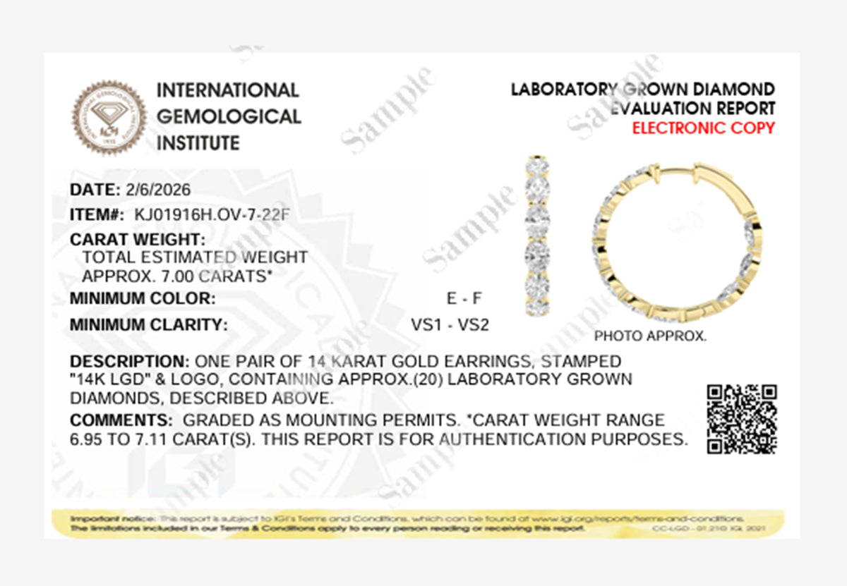 7CTW Oval Lab-Grown Diamond Inside Out Hoop Earrings 20 Stones
