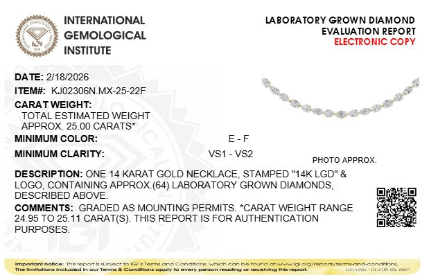 25CTW Mix Lab-Grown Diamond Prong Tennis Necklace 64 Stones