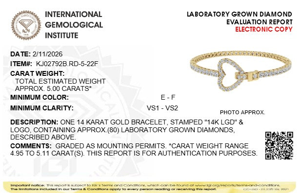 5CTW Round Lab-Grown Diamond Prong Bracelet 82 Stones
