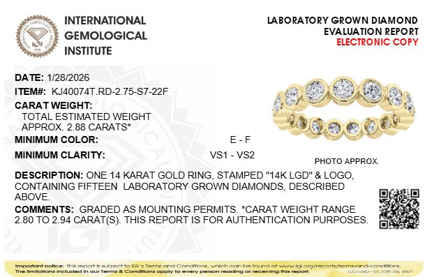 2.75CTW Round Lab-Grown Diamond Bezel Eternity Band Ring 4.3mm Width