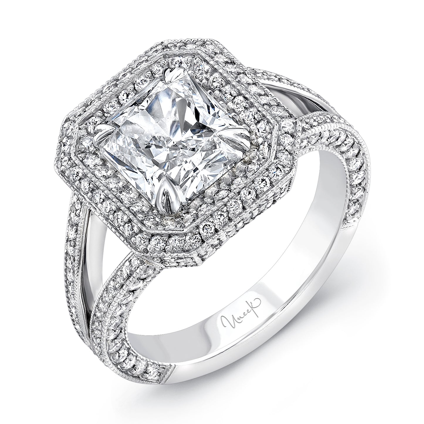 Uneek Engagement Ring Platinum Radiant LVS443