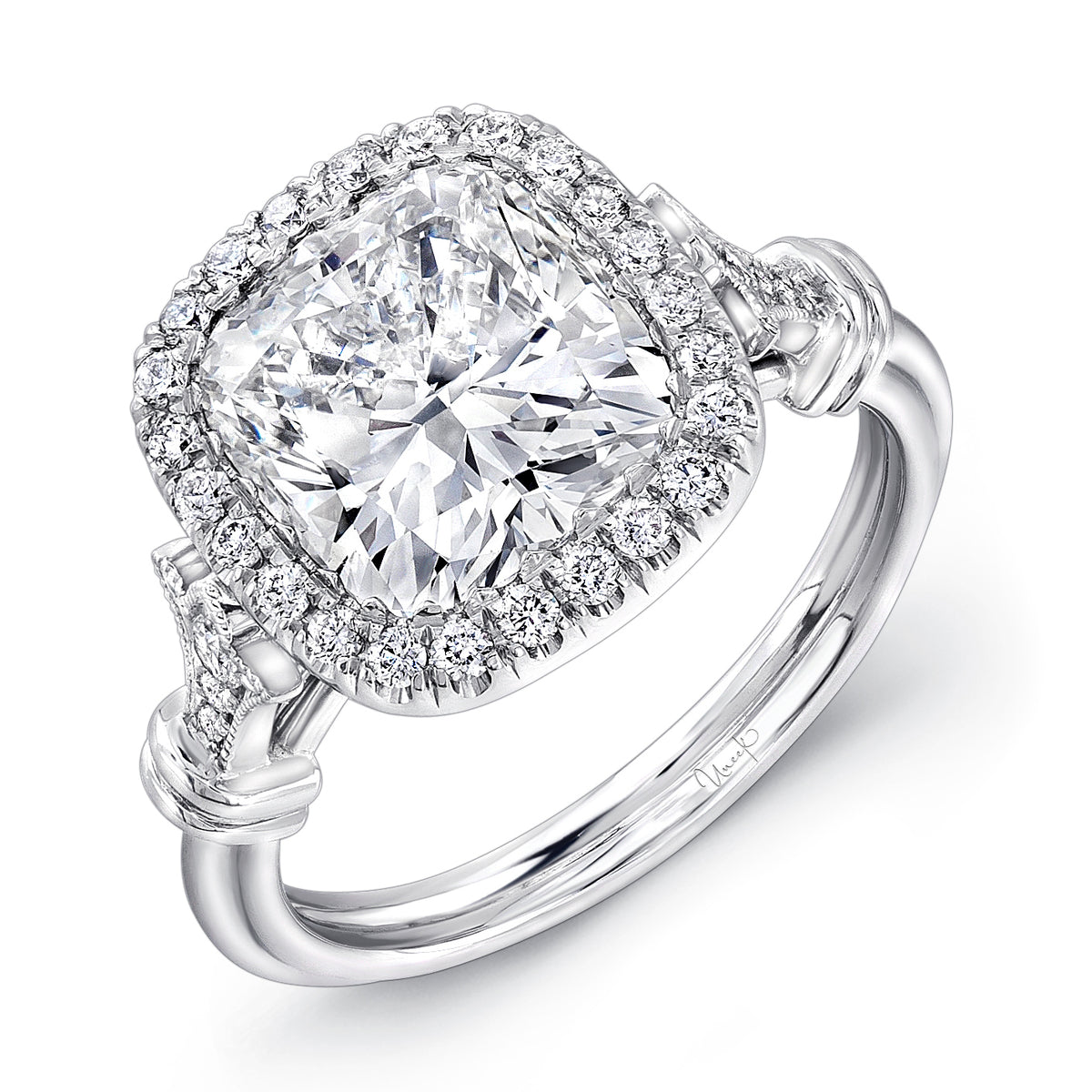 Uneek Engagement Ring Platinum Cushion LVS795