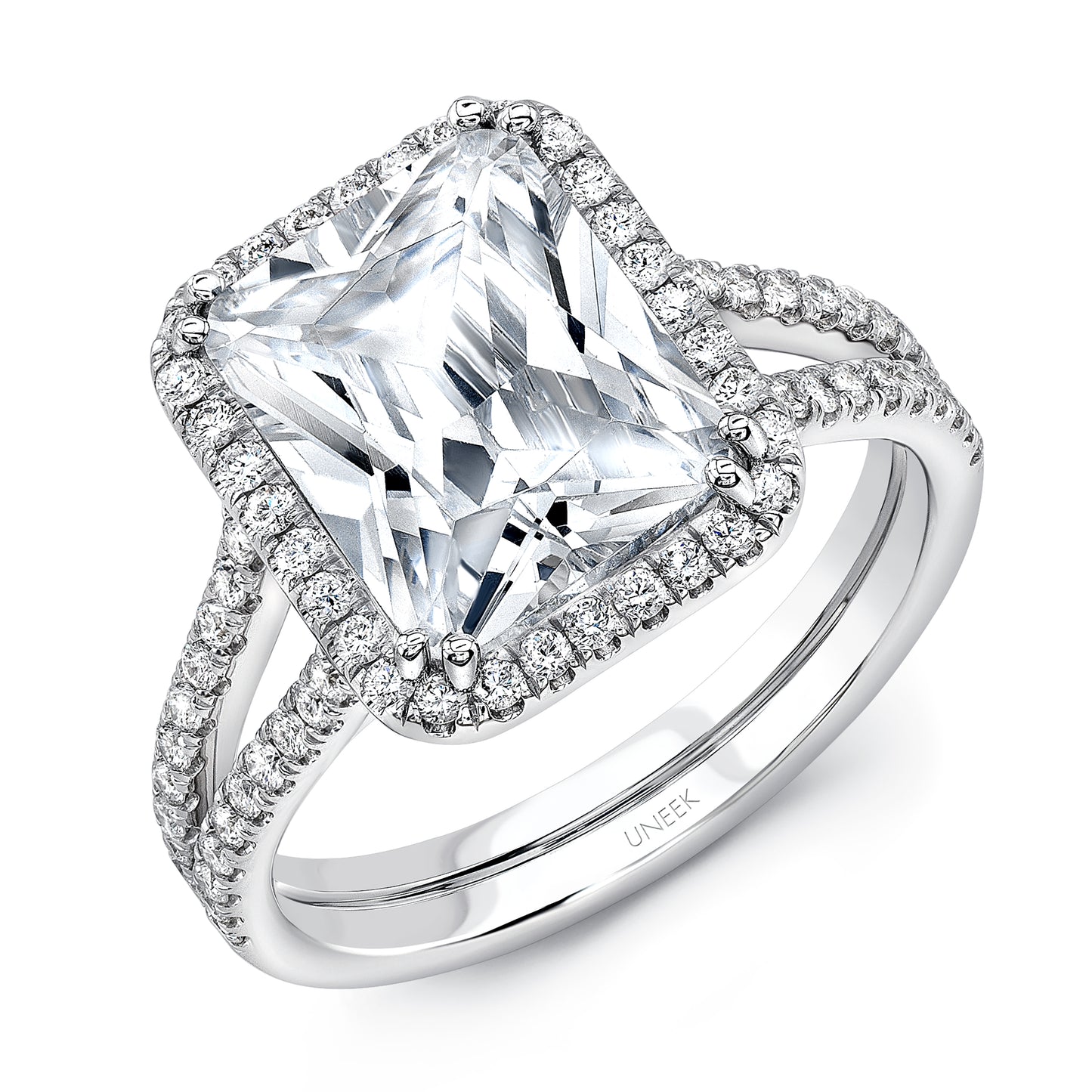 Uneek Engagement Ring Platinum Emerald LVS868