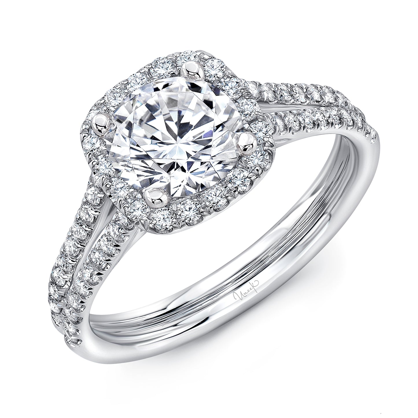 Uneek Engagement Ring 14K White Gold LVS915
