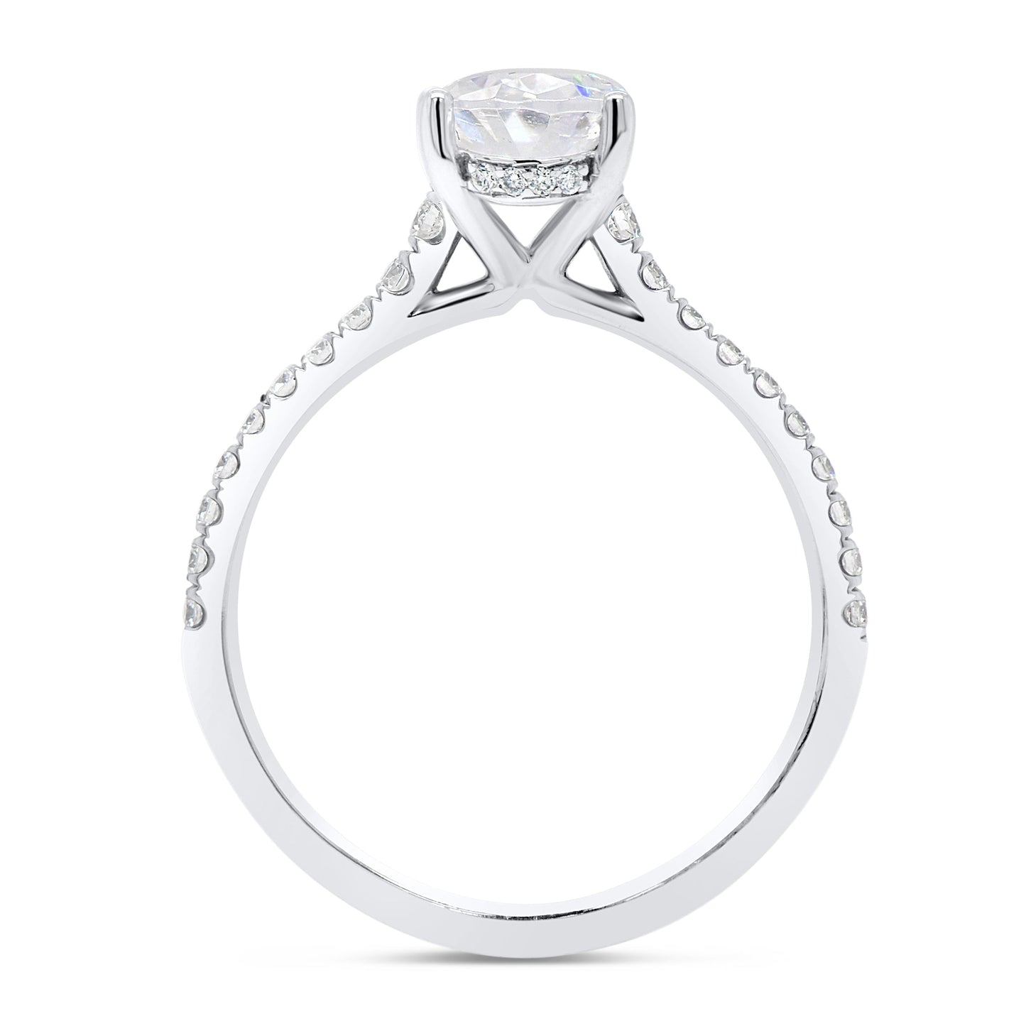 Uneek Under-Halo Engagement Ring 14K White Gold R017U