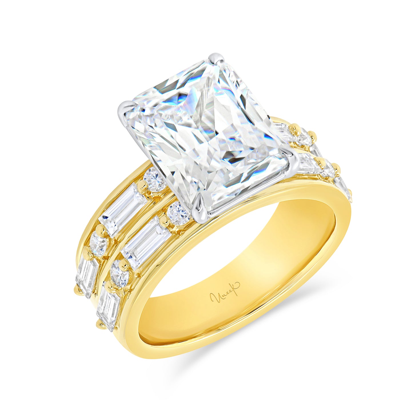 Uneek Engagement Ring 18K White & Yellow Gold R1236Y