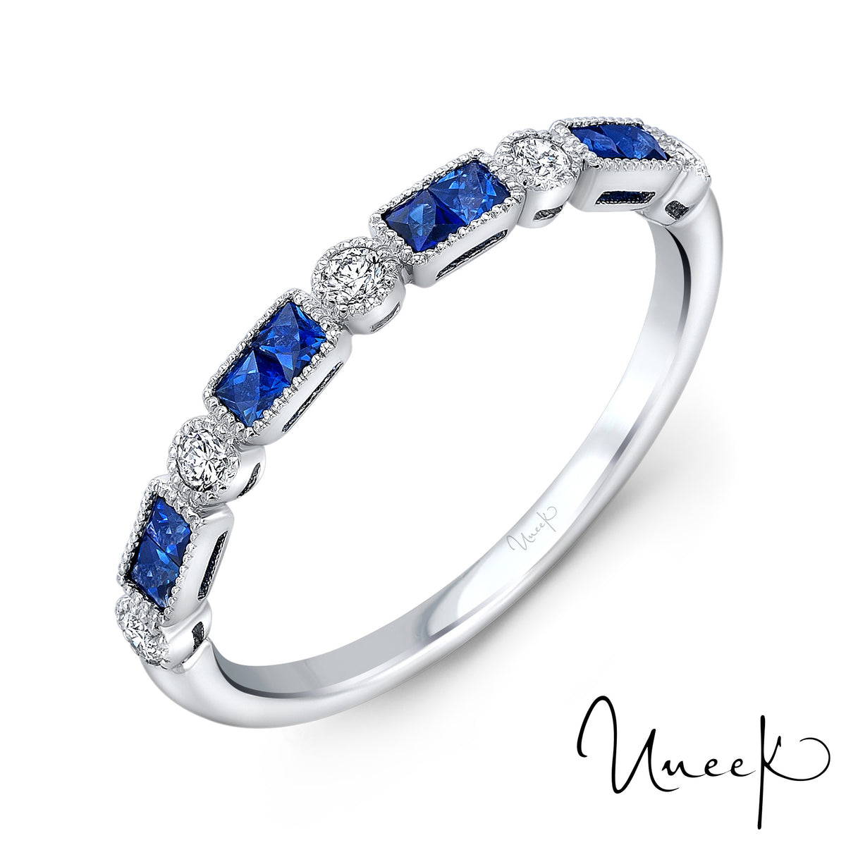 Uneek 1-Row Ring-Color 14K White Gold RB041BSU