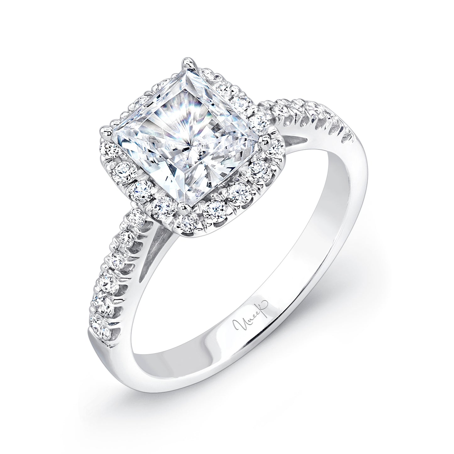 Uneek Engagement Ring 14K White Gold Princess SWS104