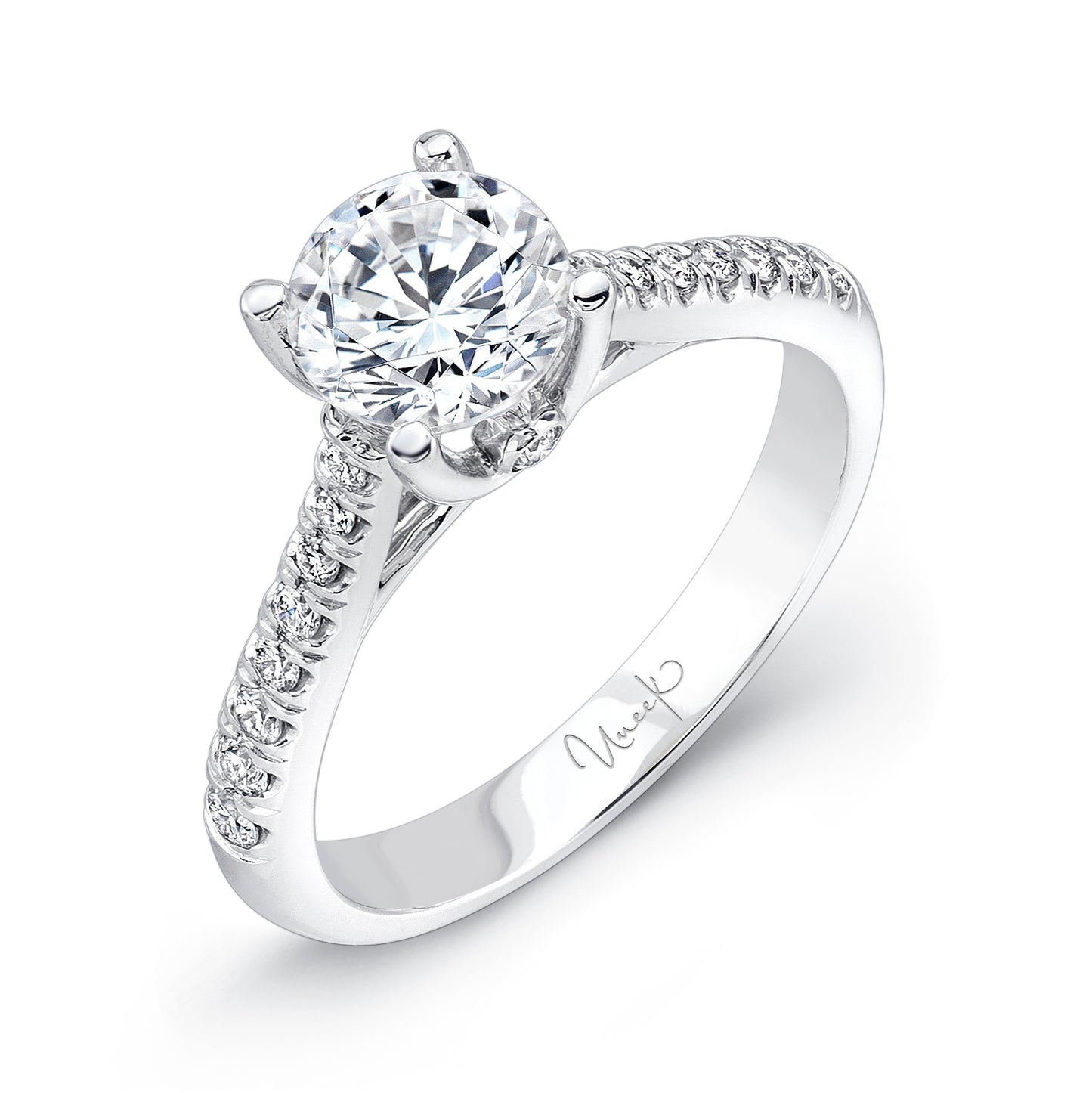 Uneek Engagement Ring 14K White Gold Round SWS120