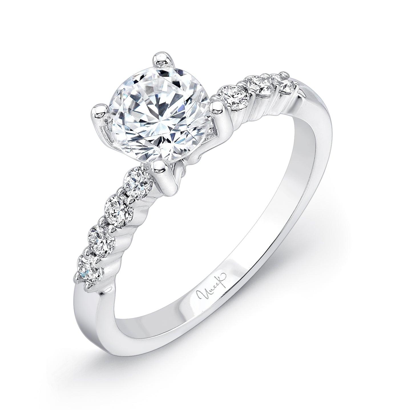Uneek Engagement Ring 14K White Gold Round SWS123