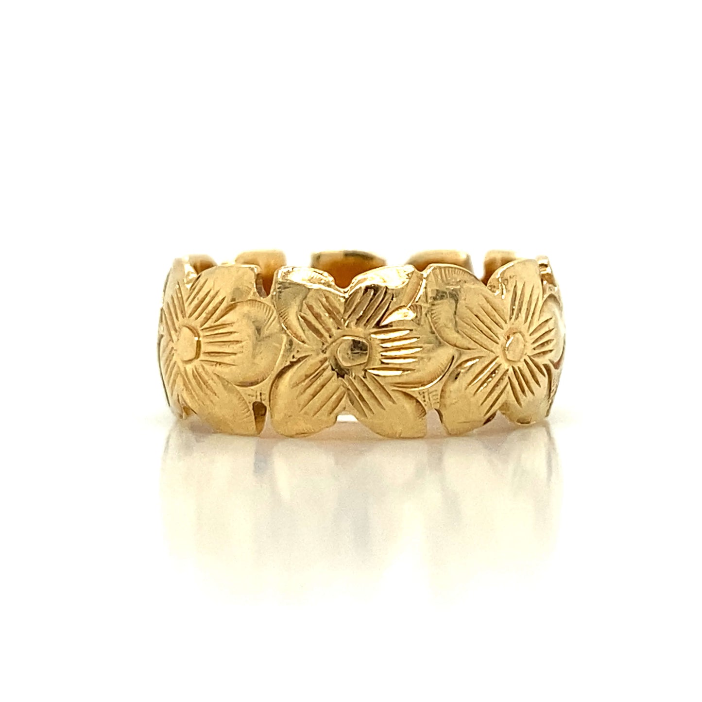 Hawaiian Plumeria Ring in 14K Yellow Gold