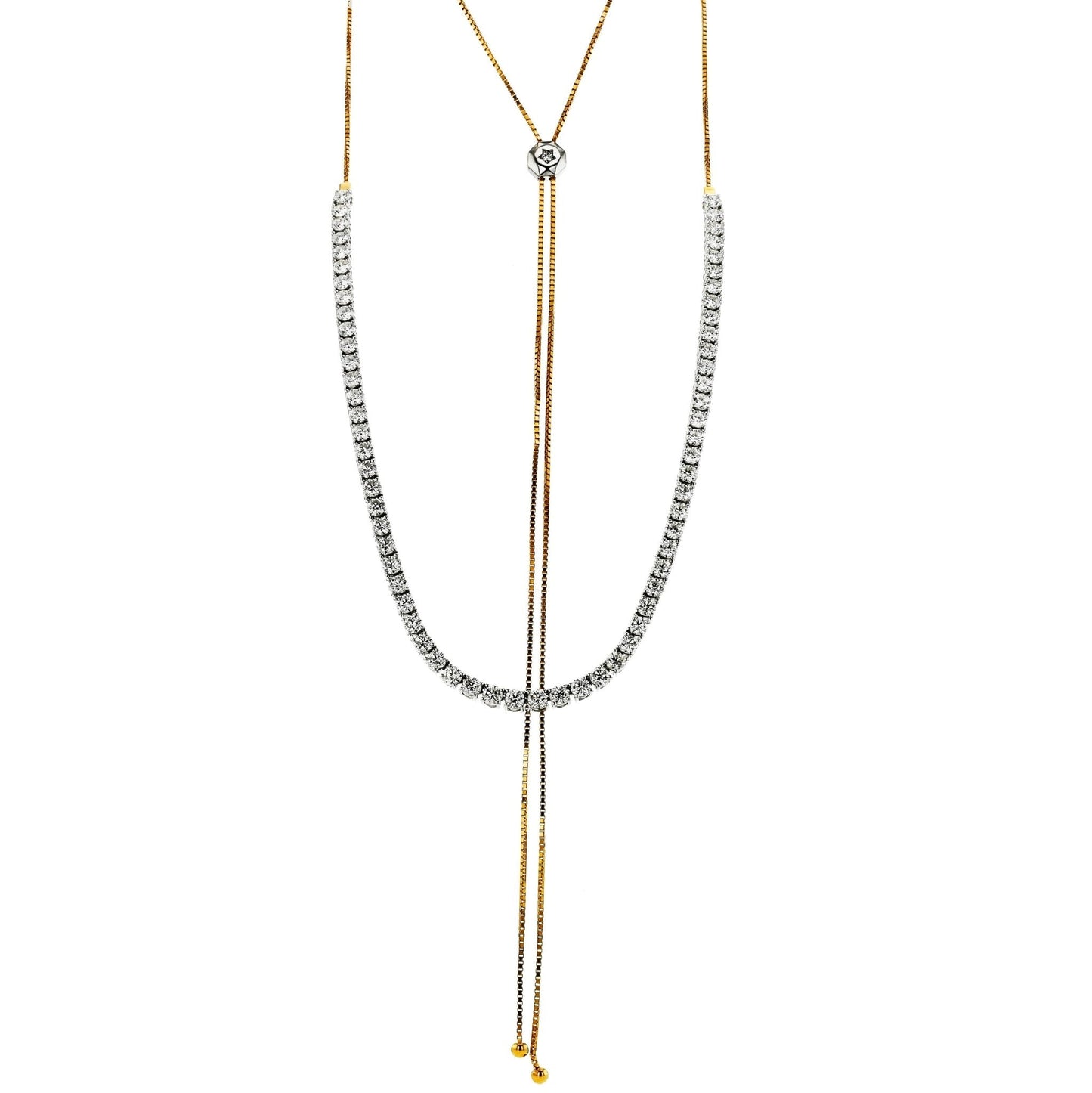 Adjustable Tennis Necklace in 18k Gold with Diamonds - Simon G. Jewelry