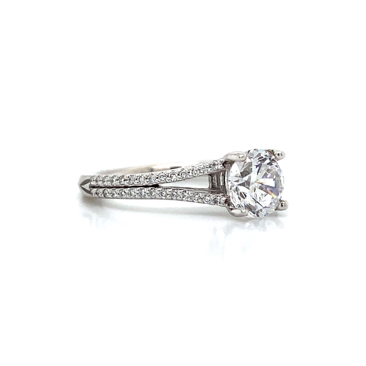 Ritani Pave Split Shank Engagement Ring in 14K White Gold