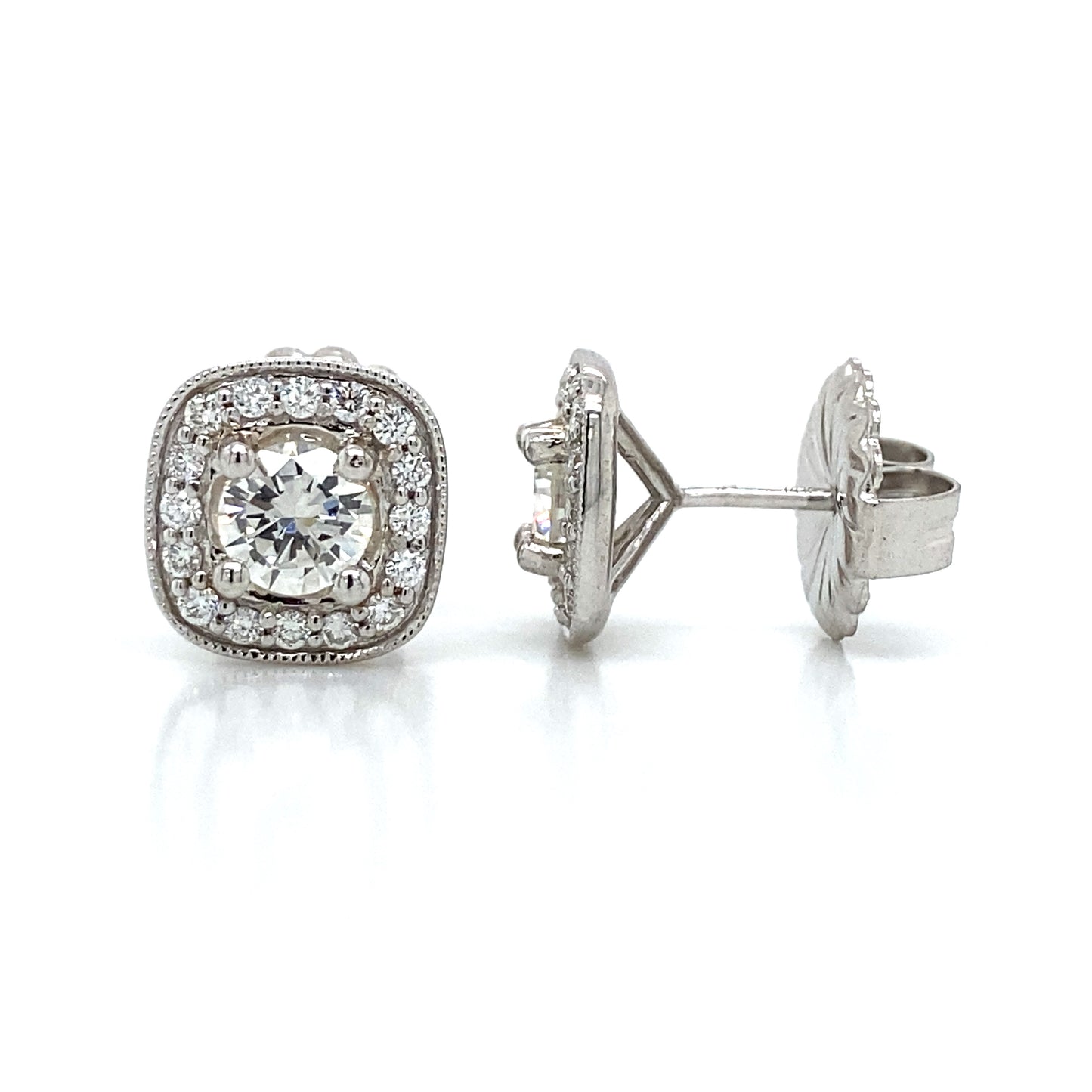 ROUND DIAMOND HALO STUD EARRINGS (1.12 ct. tw.) in 14K White Gold