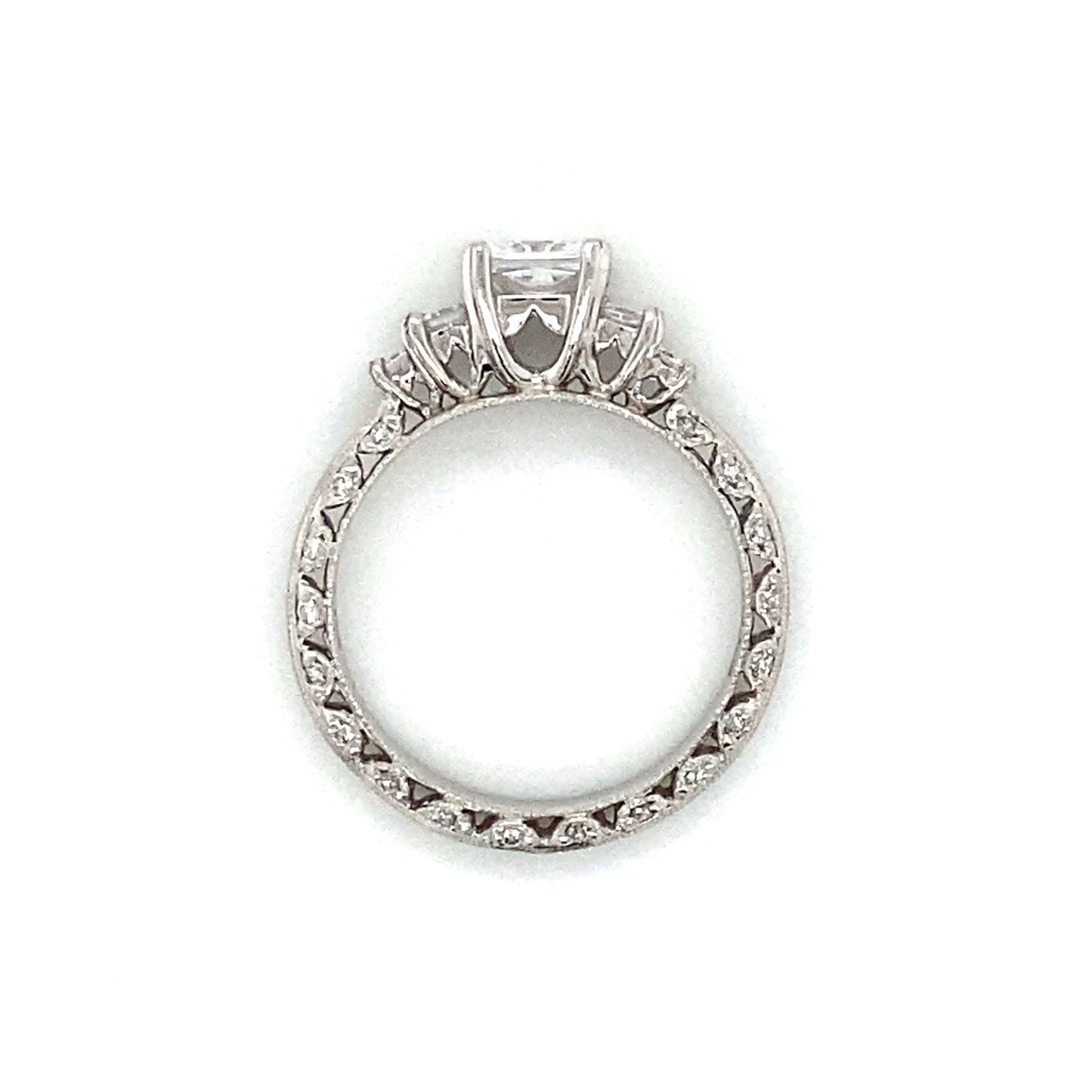 Tacori Five Stone Princess & Pave Set Engagement Ring in Platinum