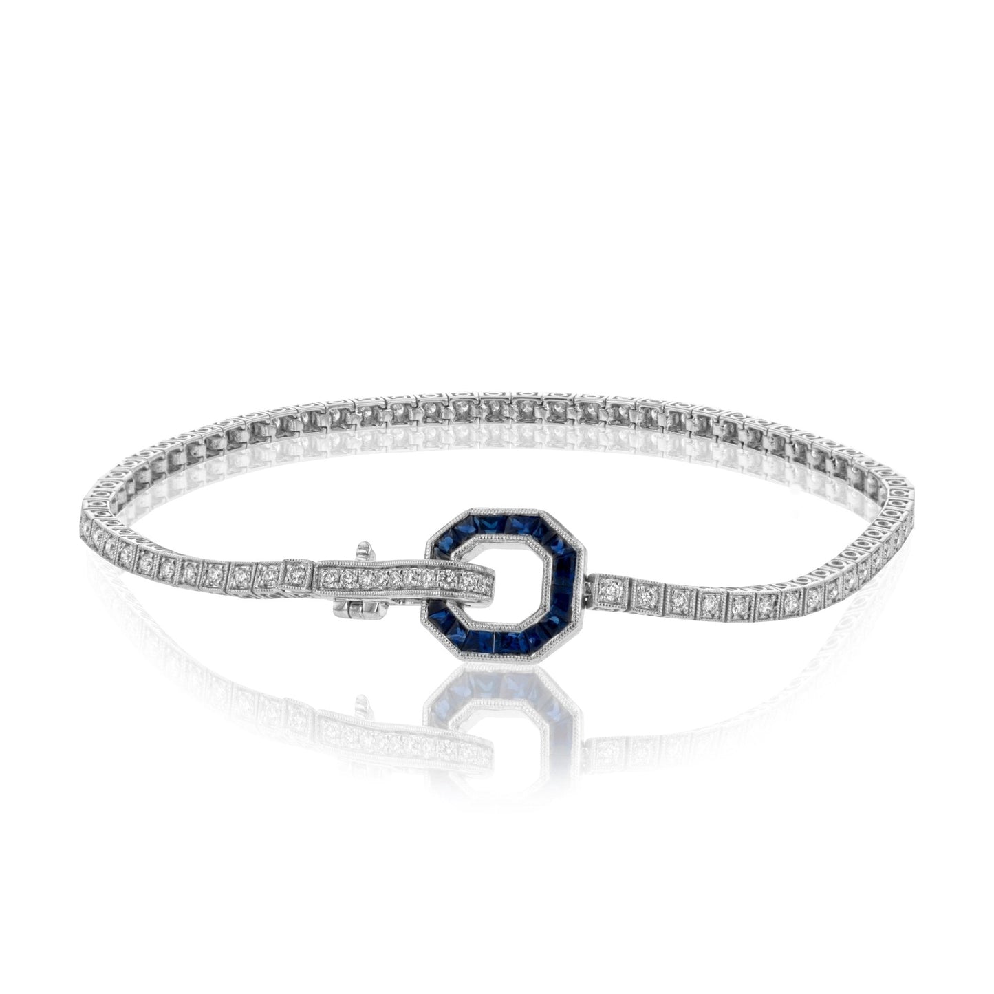 Buckle Bracelet in 18k Gold with Diamonds & Sapphires - Simon G. Jewelry