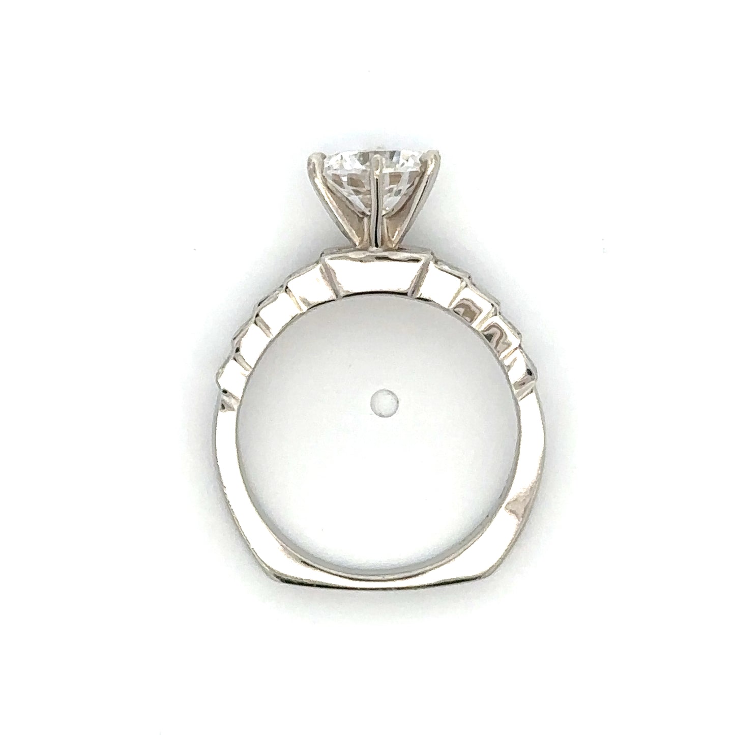 Side Stone Step Channel Engagement Ring in Platinum