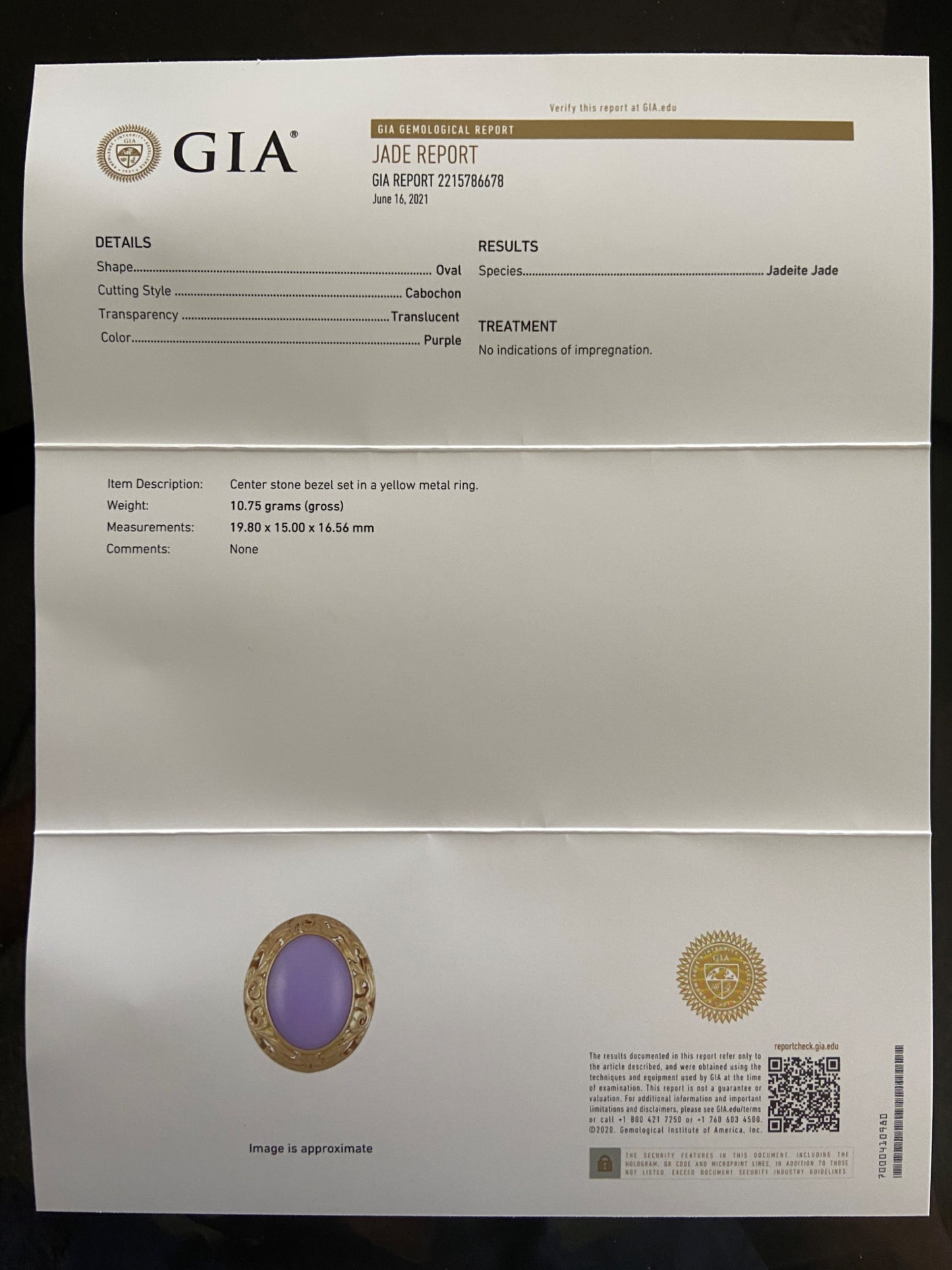 Natural Lavender Jade Ring in 14K Yellow Gold