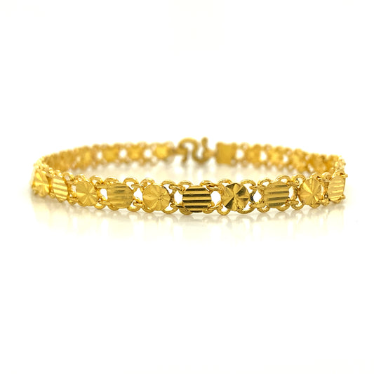 Fancy Link Chain Bracelet in 22K Yellow Gold