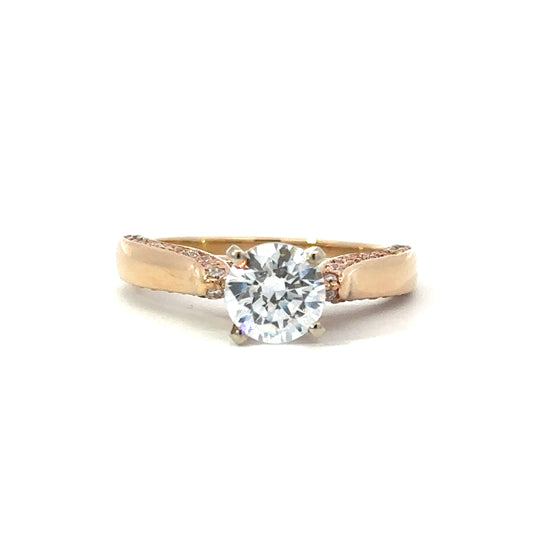 Side Stone Pave Engagement Ring in 14K Rose Gold