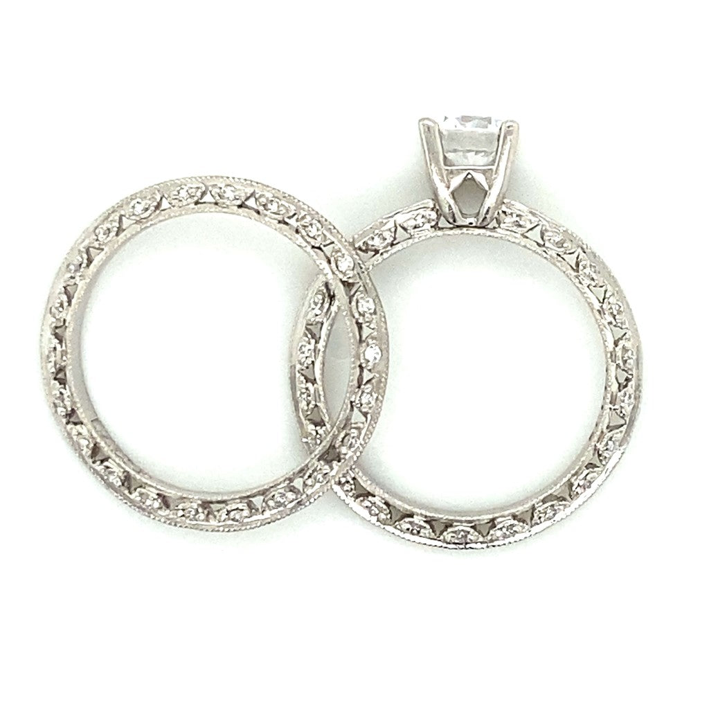 Tacori Solitaire Engagraved Engagement Set in Platinum