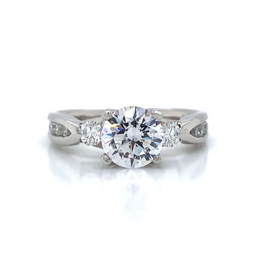 Verragio Three Stone Round & Pave Set Engagement Ring in Platinum