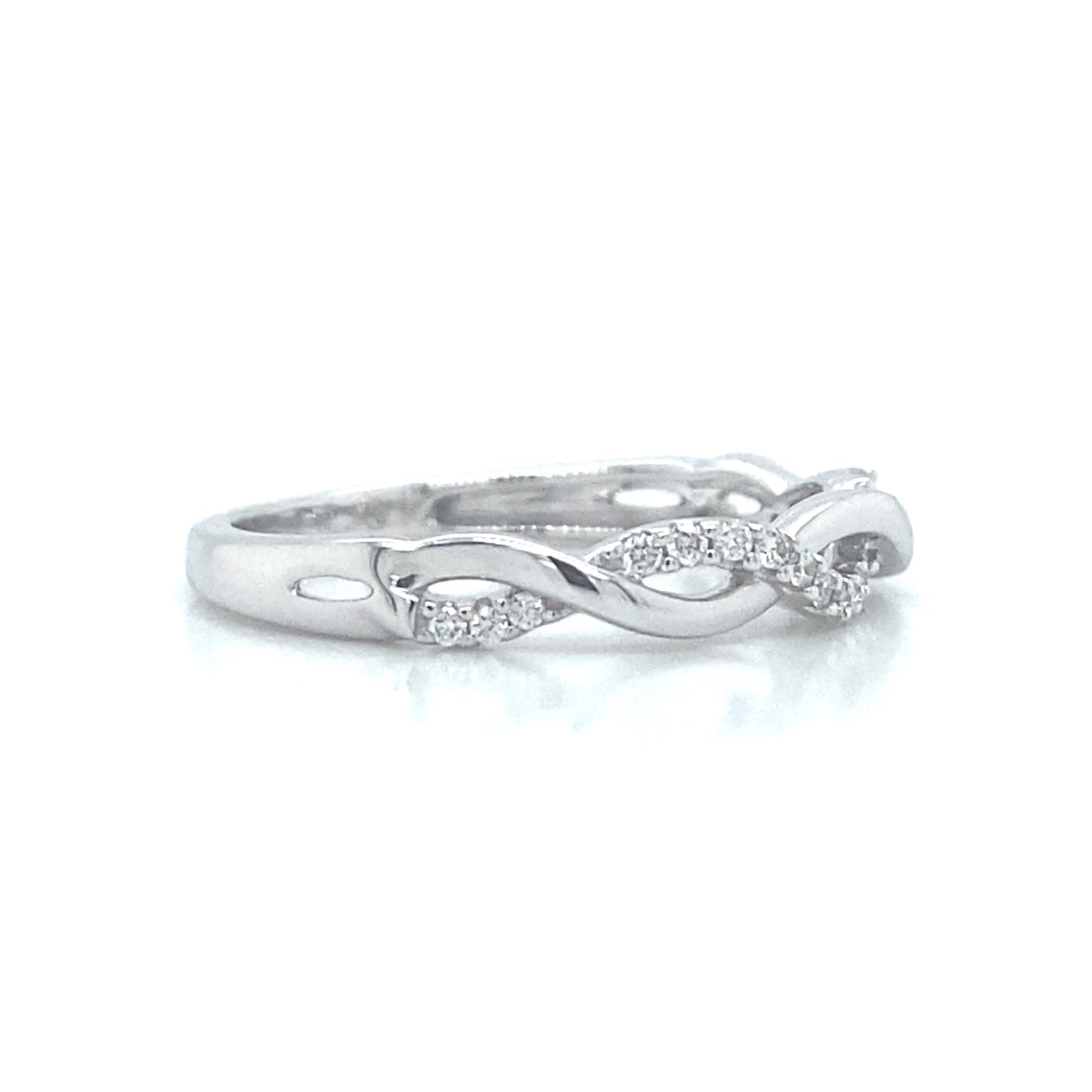 Half Eternity Twist Wedding Band in 14K White Gold