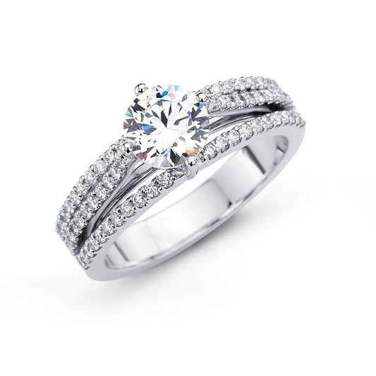 Simon G. Side Stone Pave Engagement Ring in 18K White Gold