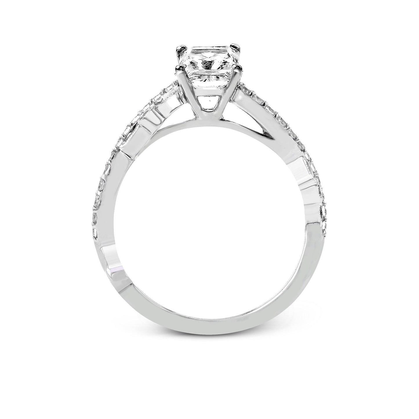Emerald-Cut Criss-Cross Engagement Ring In 18k Gold With Diamonds