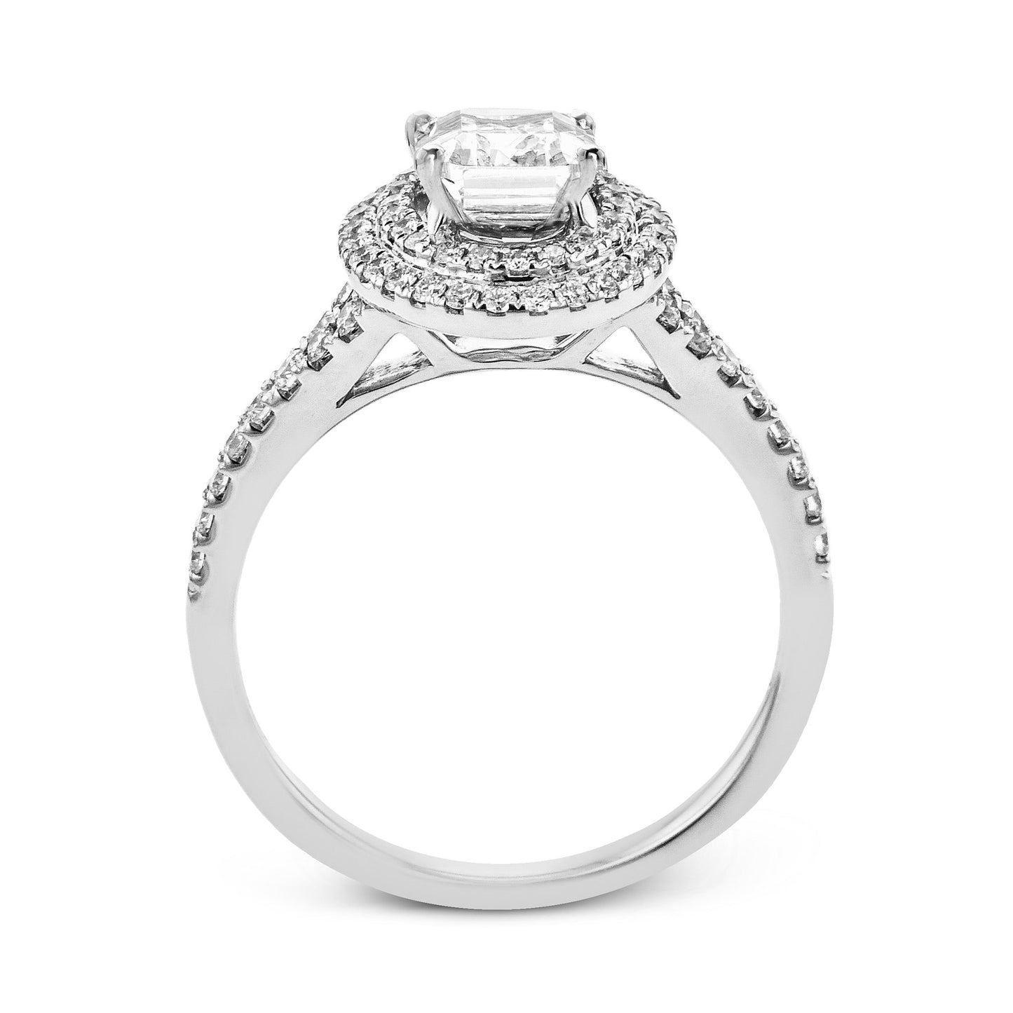 Emerald-Cut Double-Halo Engagement Ring In 18k Gold With Diamonds