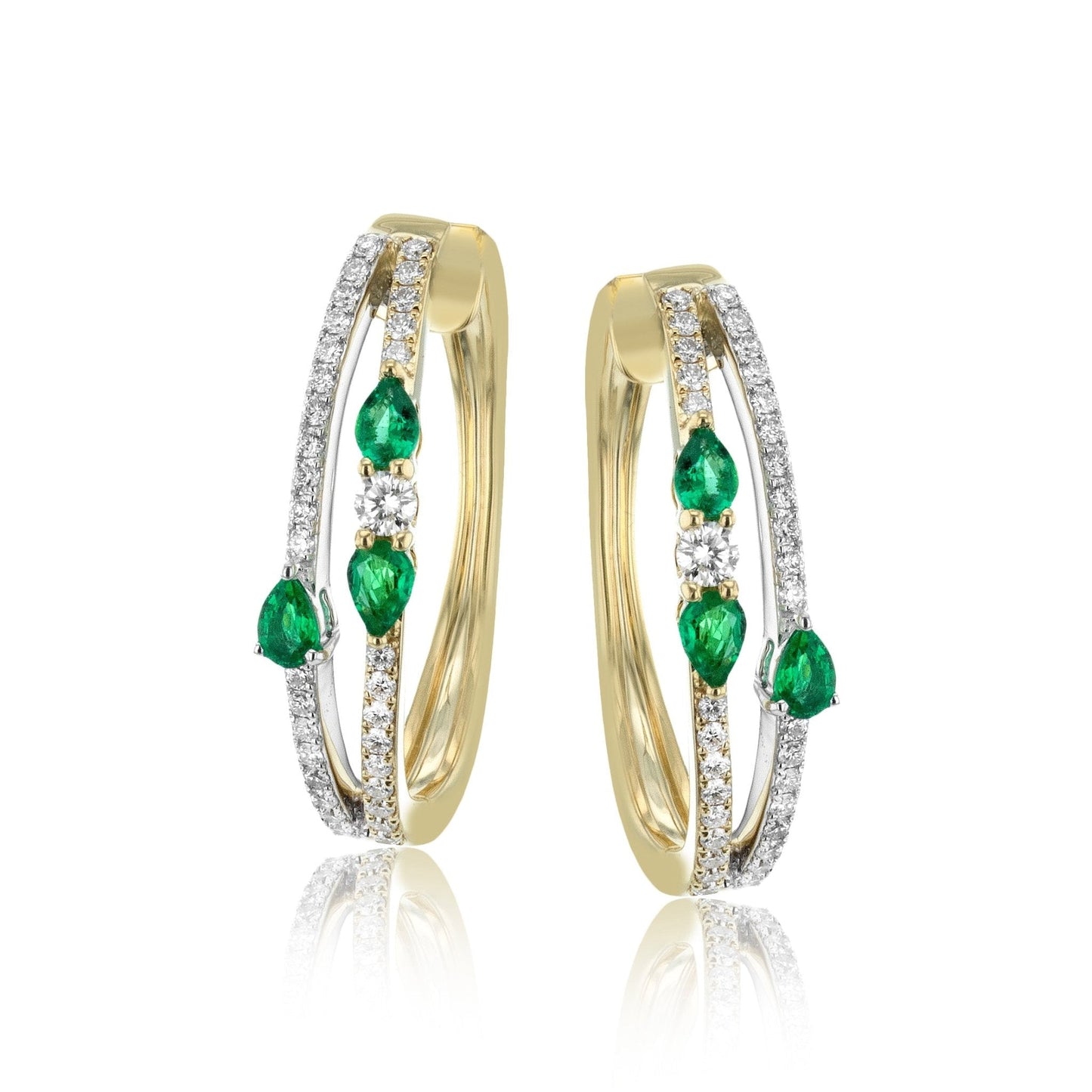 Emerald Earrings in 18k Gold with Diamonds - Simon G. Jewelry