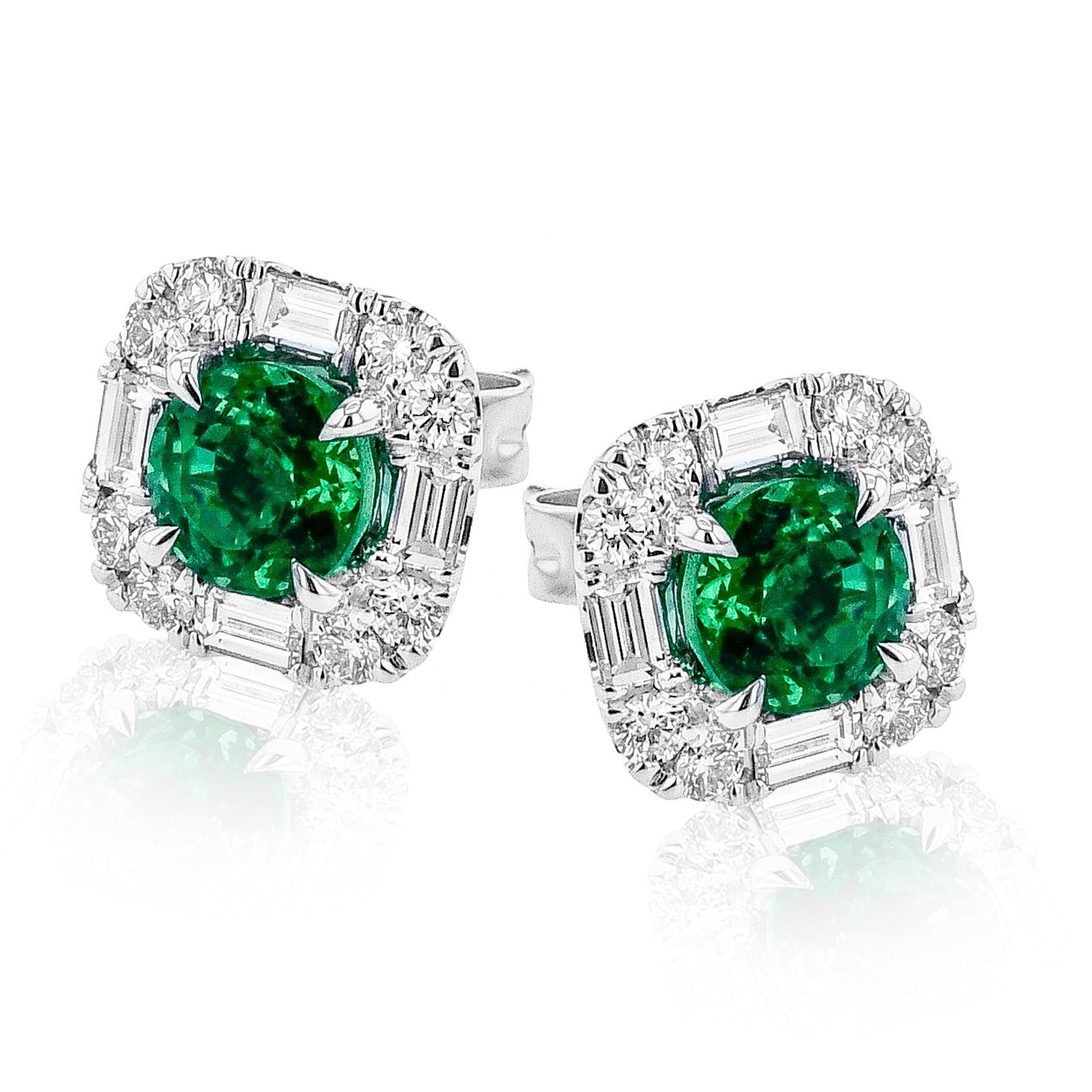 Emerald Stud Earrings in 18k Gold with Diamonds - Simon G. Jewelry