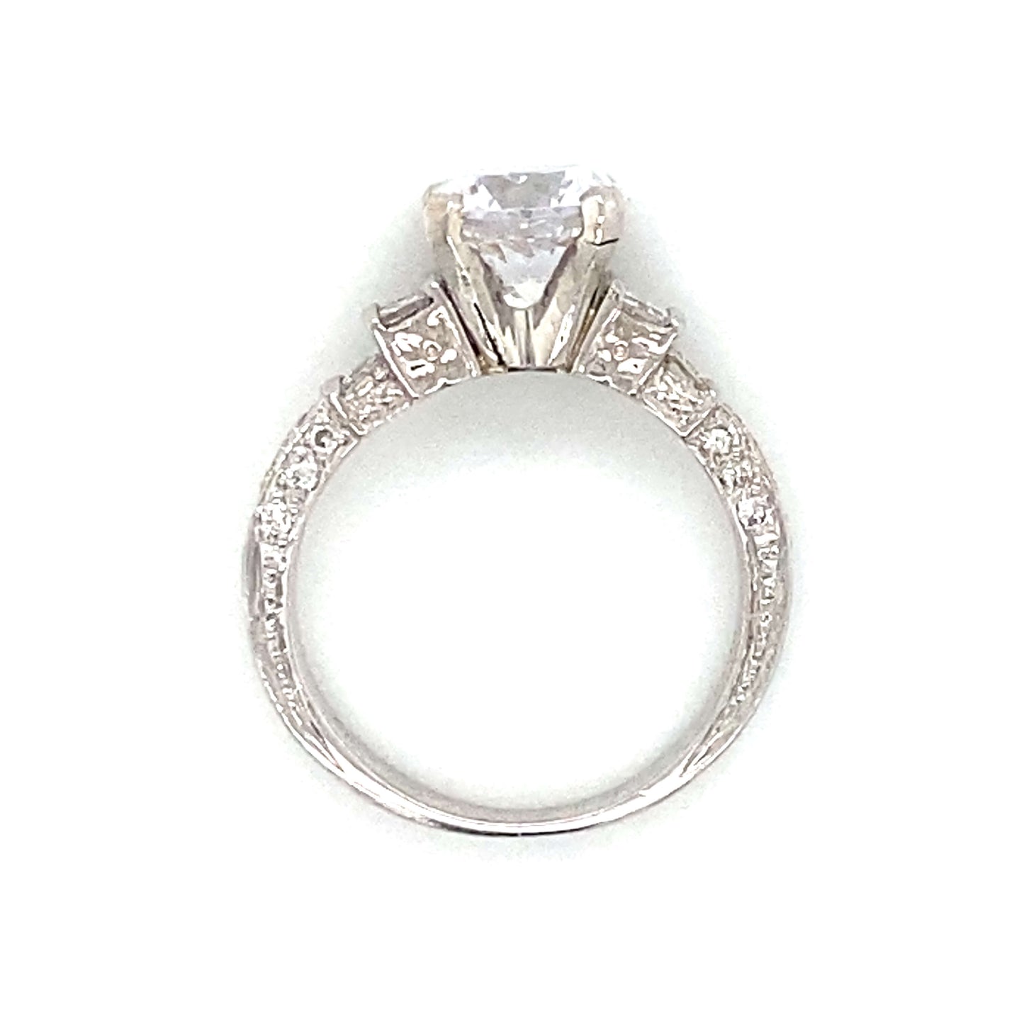 Side Stone Escalating Engagement Ring in Platinum